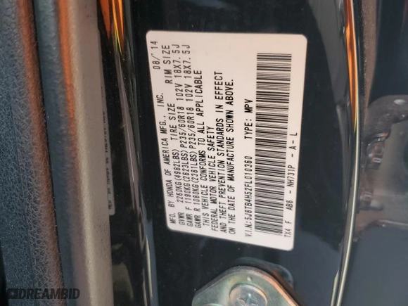 2015 Acura RDX Tech Pkg with VIN 5J8TB4H52FL010360, listed as a Copart auction lot 53110725 with 0 mi miles and Clean Title. Bid and sale history available at carsss.com. Image 14.