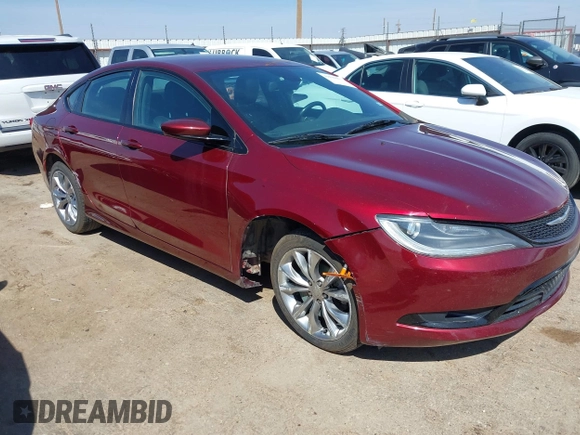2015 Chrysler 200 S with VIN 1C3CCCBB2FN727144, listed as a IAAI auction lot 41848697 with 153,725 mi miles. Bid and sale history available at carsss.com. Image 1.