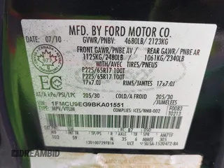 2011 Ford Escape Limited with VIN 1FMCU9EG9BKA01551, listed as a IAAI auction lot 41960535 with 220,870 mi miles and . Bid and sale history available at DreamBid. Image 9.