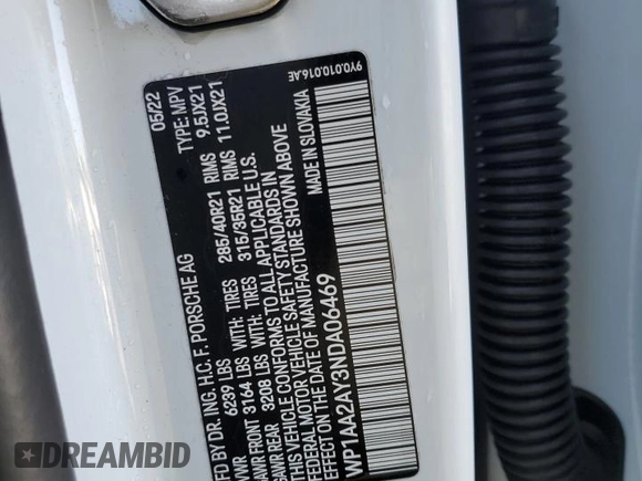 2022 Porsche Cayenne with VIN WP1AA2AY3NDA06469, listed as a Copart auction lot 41772405 with 13,581 mi miles and Salvage title. Bid and sale history available at DreamBid. Image 13.