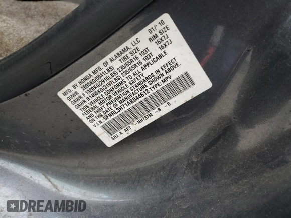 2010 Honda Odyssey EX-L z VIN 5FNRL3H71AB044612, wystawiony jako Copart lot #55473365 z przebiegiem 181 193 mil mil oraz Szkoda całkowita • Salvage title. Historia ofert i sprzedaży dostępna na DreamBid. Obrazek 13.