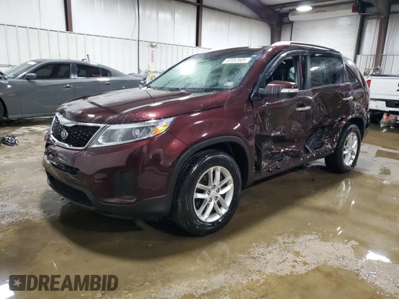 2014 Kia Sorento LX with VIN 5XYKTDA73EG427077, listed as a Copart auction lot 45952605 with 121,234 mi miles and Salvage Title. Bid and sale history available at carsss.com. Image 1.