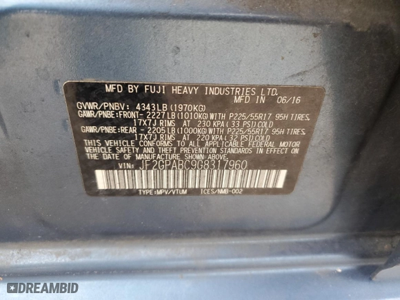 2016 Subaru Crosstrek Premium with VIN JF2GPABC9G8317960, listed as a Copart auction lot 49309025 with 99,027 mi miles and Salvage Title. Bid and sale history available at carsss.com. Image 13.