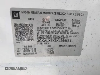 2019 GMC Terrain Denali z VIN 3GKALXEX6KL364654, wystawiony jako IAAI lot #41671998 z przebiegiem 78 568 mil mil oraz . Historia ofert i sprzedaży dostępna na DreamBid. Obrazek 9.