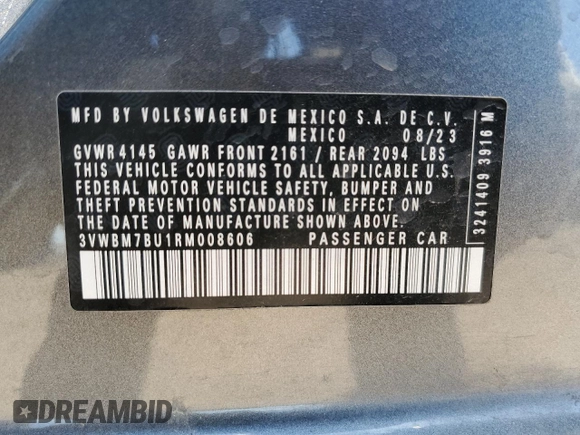 2024 Volkswagen Jetta Sport with VIN 3VWBM7BU1RM008606, listed as a Copart auction lot 57120815 with 11,987 mi miles and Salvage title. Bid and sale history available at DreamBid. Image 13.