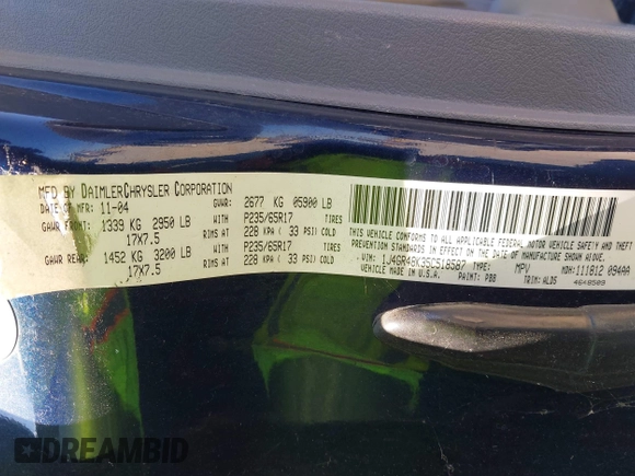2005 Jeep Grand Cherokee Laredo with VIN 1J4GR48K35C518587, listed as a IAAI auction lot 42741449 with 164,821 mi miles and . Bid and sale history available at DreamBid. Image 9.
