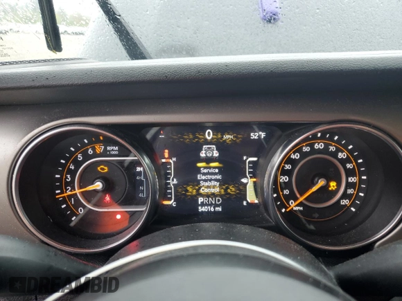 2020 Jeep Wrangler Unlimited Sport S with VIN 1C4HJXDG7LW170227, listed as a Copart auction lot 54739265 with 54,016 mi miles and Salvage title. Bid and sale history available at DreamBid. Image 9.
