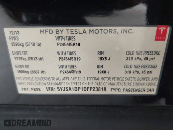 2013 Tesla Model S Performance с VIN 5YJSA1DP1DFP23818, выставлен на аукционе IAAI как лот 42594561 с пробегом 142 878 миль миль и . История ставок и продаж доступна на DreamBid. Изображение 9.