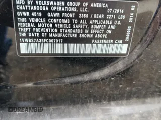 2015 Volkswagen Passat SE с VIN 1VWBS7A35FC007017, выставлен на аукционе Copart как лот 81090344 с пробегом 133 751 миль миль и На запчасти • Non repairable. История ставок и продаж доступна на DreamBid. Изображение 15.