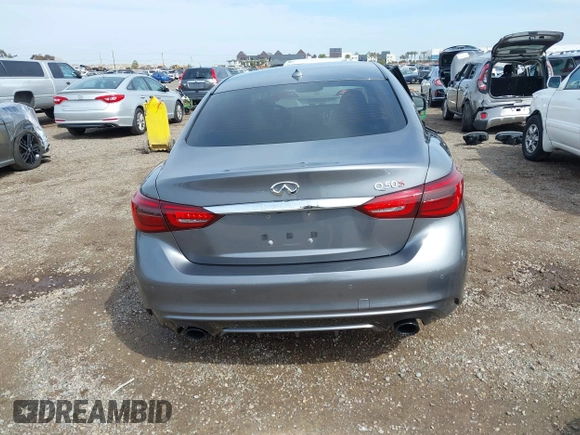 2020 Infiniti Q50 Red Sport 400 with VIN JN1FV7AP9LM630132, listed as a IAAI auction lot 41794185 with 20,049 mi miles and . Bid and sale history available at carsss.com. Image 17.