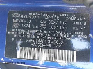 2013 Hyundai Accent GLS z VIN KMHCT4AE1DU496622, wystawiony jako IAAI lot #42248910 z przebiegiem 88 832 mil mil oraz . Historia ofert i sprzedaży dostępna na DreamBid. Obrazek 9.