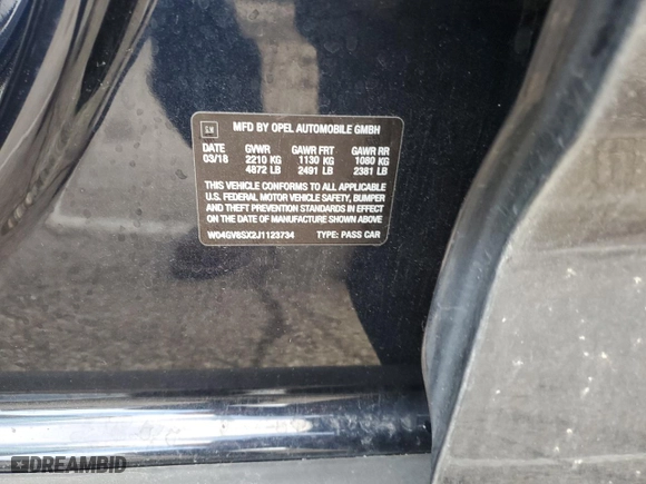 2018 Buick Regal TourX Essence with VIN W04GV8SX2J1123734, listed as a Copart auction lot 82185054 with 100,648 mi miles and Salvage Title. Bid and sale history available at carsss.com. Image 12.