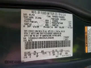 2002 Ford Explorer Eddie Bauer with VIN 1FMDU74W52UC34638, listed as a Copart auction lot 42438825 with Not provided miles and Salvage title. Bid and sale history available at DreamBid. Image 13.