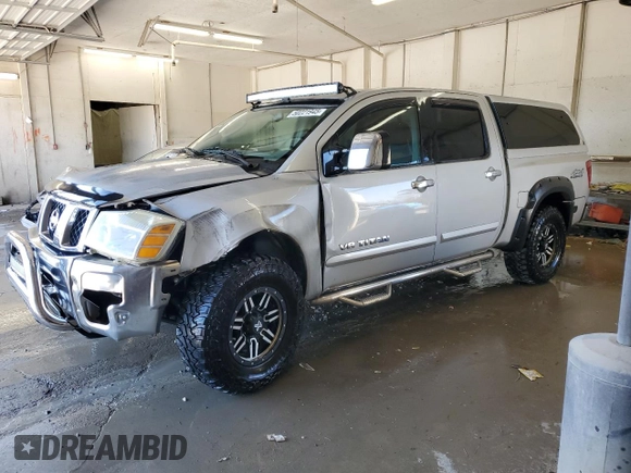 2005 Nissan Titan LE with VIN 1N6AA07B25N505392, listed as a Copart auction lot 50221945 with 187,780 mi miles and Salvage Title. Bid and sale history available at carsss.com. Image 1.