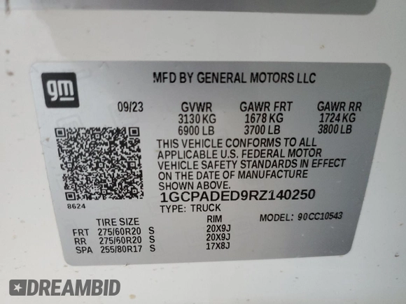 2024 Chevrolet Silverado 1500 RST with VIN 1GCPADED9RZ140250, listed as a Copart auction lot 77945184 with 21,301 mi miles and Salvage Title. Bid and sale history available at carsss.com. Image 15.