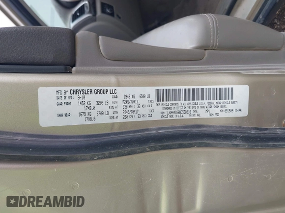 2011 Jeep Grand Cherokee Laredo with VIN 1J4RR4GG8BC558018, listed as a IAAI auction lot 42347367 with 180,334 mi miles and . Bid and sale history available at DreamBid. Image 9.