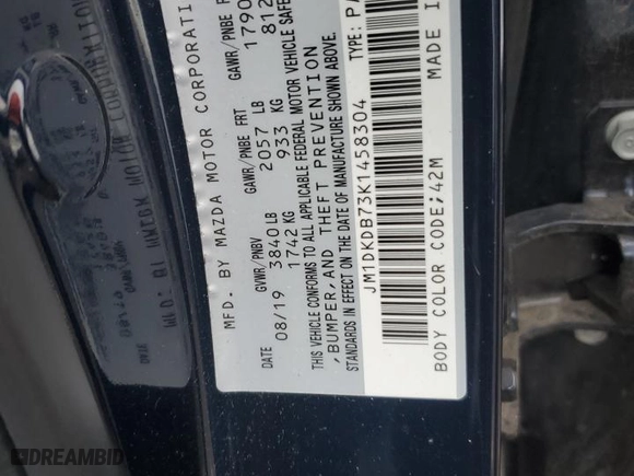 2019 Mazda CX-3 Sport with VIN JM1DKDB73K1458304, listed as a Copart auction lot 88777655 with 41,801 mi miles and Salvage Title. Bid and sale history available at carsss.com. Image 12.
