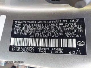 2022 Lexus UX 250h z VIN JTHP9JBHXN2054896, wystawiony jako IAAI lot #42152570 z przebiegiem 35 546 mil mil oraz . Historia ofert i sprzedaży dostępna na DreamBid. Obrazek 9.