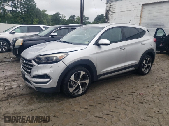 2017 Hyundai Tucson Sport with VIN KM8J33A23HU355807, listed as a Copart auction lot 58431795 with 127,353 mi miles and Salvage title. Bid and sale history available at DreamBid. Image 1.