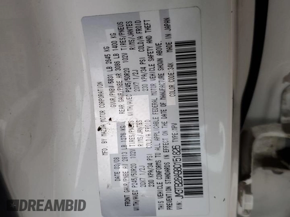 2008 Mazda CX-9 Sport with VIN JM3TB28A980151826, listed as a Copart auction lot 44769665 with 137,513 mi miles and Salvage Title. Bid and sale history available at DreamBid. Image 14.