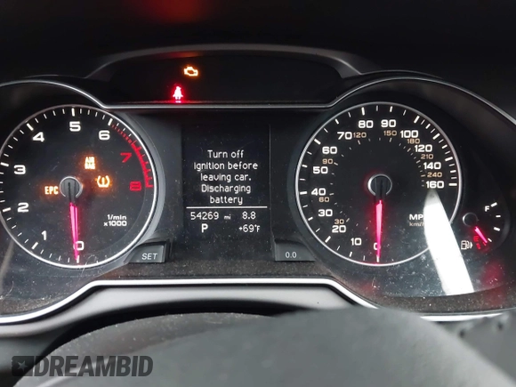 2013 Audi A4 Premium with VIN WAUBFAFL6DN031659, listed as a IAAI auction lot 42077526 with 54,269 mi miles and . Bid and sale history available at DreamBid. Image 7.