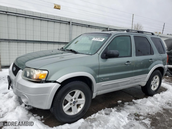 2007 Ford Escape Hybrid with VIN 1FMCU59H27KB61581, listed as a Copart auction lot 79751394 with 168,897 mi miles and Salvage Title. Bid and sale history available at carsss.com. Image 1.