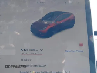 2023 Tesla Model Y Performance with VIN 7SAYGDEF1PF674417, listed as a IAAI auction lot 41421594 with 28,928 mi miles and . Bid and sale history available at DreamBid. Image 7.