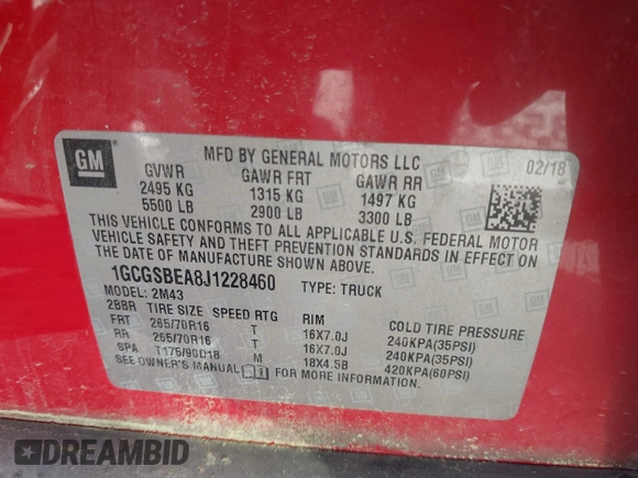 2018 Chevrolet Colorado 2WD Work Truck с VIN 1GCGSBEA8J1228460, выставлен на аукционе IAAI как лот 42070574 с пробегом 186 745 миль миль и . История ставок и продаж доступна на DreamBid. Изображение 9.