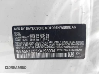 2019 BMW 3 Series 330i with VIN WBA5R1C55KAJ98934, listed as a IAAI auction lot 42396379 with 65,946 mi miles and . Bid and sale history available at DreamBid. Image 9.