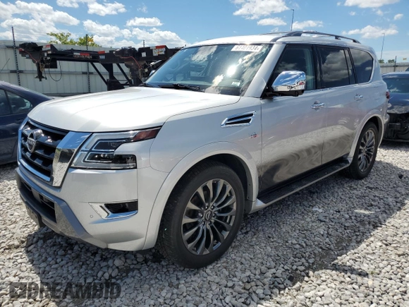 2021 Nissan Armada Platinum with VIN JN8AY2DB5M9791328, listed as a Copart auction lot 61401934 with 30,117 mi miles and Salvage Title. Bid and sale history available at carsss.com. Image 1.