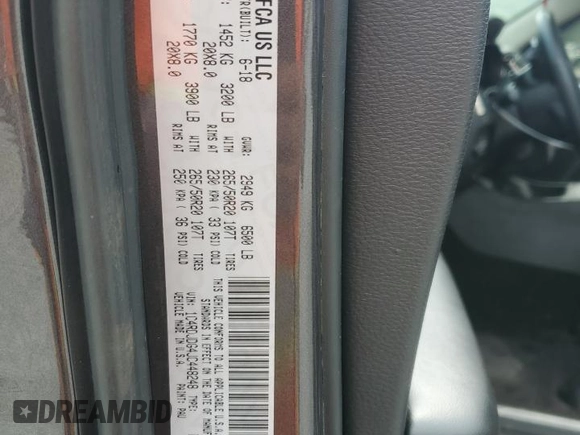 2018 Dodge Durango GT with VIN 1C4RDJDG4JC448248, listed as a Copart auction lot 68718004 with 74,495 mi miles and Salvage title. Bid and sale history available at DreamBid. Image 14.
