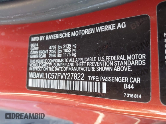 2015 BMW X1 xDrive28i with VIN WBAVL1C57FVY27822, listed as a IAAI auction lot 41977545 with 76,211 mi miles. Bid and sale history available at carsss.com. Image 9.