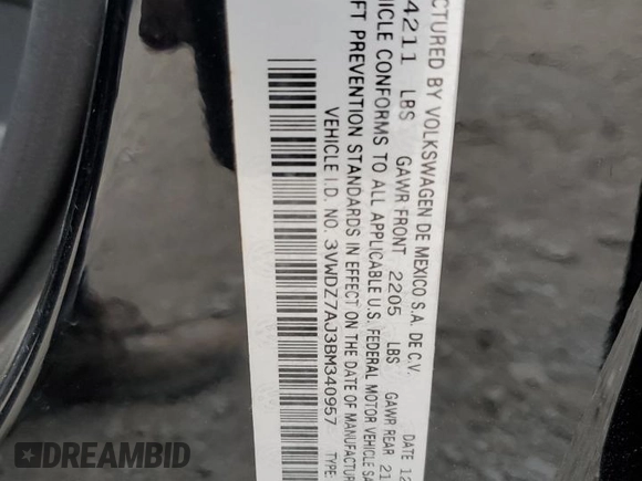 2011 Volkswagen Jetta SE with VIN 3VWDZ7AJ3BM340957, listed as a Copart auction lot 53202365 with 139,150 mi miles and Clean title. Bid and sale history available at DreamBid. Image 12.