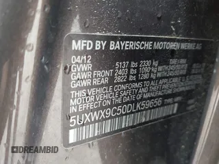 2013 BMW X3 xDrive28i with VIN 5UXWX9C50DLK59656, listed as a IAAI auction lot 41899196 with 130,417 mi miles. Bid and sale history available at carsss.com. Image 9.