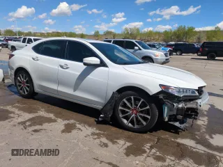 2015 Acura TLX Technology with VIN 19UUB2F59FA008368, listed as a Copart auction lot 56180545 with 76,812 mi miles and Salvage title. Bid and sale history available at DreamBid. Image 4.