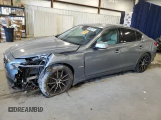 2014 Infiniti Q50 Hybrid Sport with VIN JN1AV7AP2EM690640, listed as a Copart auction lot 46405715 with 230,507 mi miles and Salvage Title. Bid and sale history available at carsss.com. Image 1.