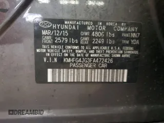 2015 Hyundai Azera z VIN KMHFG4JG3FA472426, wystawiony jako Copart lot #53330305 z przebiegiem 220 760 mil mil oraz Czysty tytuł • Clean title. Historia ofert i sprzedaży dostępna na DreamBid. Obrazek 12.