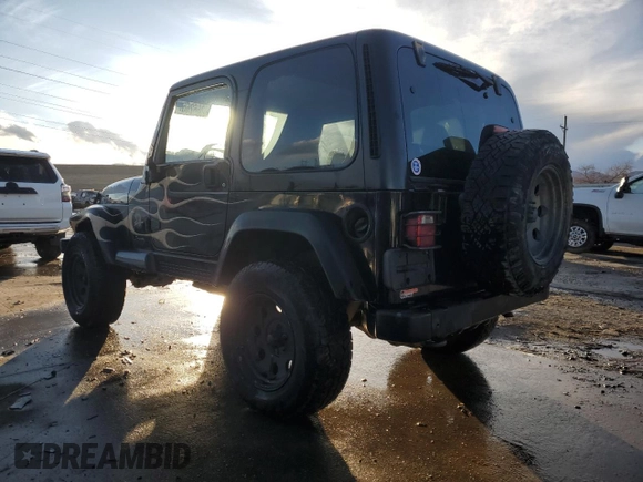 2002 Jeep Wrangler Sahara with VIN 1J4FA59S82P740585, listed as a Copart auction lot 46266265 with 145,129 mi miles and Salvage Title. Bid and sale history available at carsss.com. Image 2.