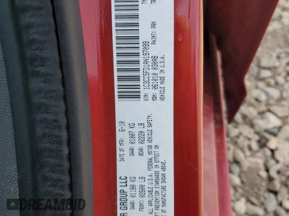 2010 Chrysler Sebring Limited with VIN 1C3CC5FD1AN197099, listed as a Copart auction lot 59128825 with 85,736 mi miles and Salvage title. Bid and sale history available at DreamBid. Image 12.