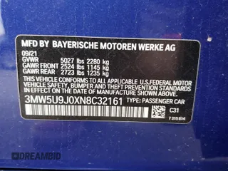 2022 BMW 3 Series M340i xDrive with VIN 3MW5U9J0XN8C32161, listed as a Copart auction lot 87854225 with 14,917 mi miles and Salvage Title. Bid and sale history available at carsss.com. Image 12.