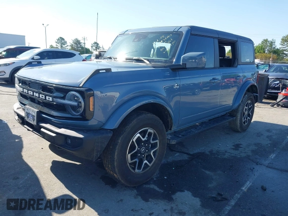 2024 Ford Bronco Outer Banks with VIN 1FMDE8BH8RLB07390, listed as a IAAI auction lot 41984960 with 4,528 mi miles and . Bid and sale history available at DreamBid. Image 2.