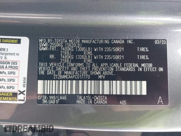 2023 Lexus RX 350 z VIN 2T2BAMCA4PC017770, wystawiony jako IAAI lot #41546843 z przebiegiem 31 501 mil mil oraz . Historia ofert i sprzedaży dostępna na DreamBid. Obrazek 9.