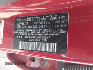 2024 Hyundai Elantra SEL z VIN KMHLM4DG5RU653537, wystawiony jako IAAI lot #42433134 z przebiegiem 37 478 mil mil oraz . Historia ofert i sprzedaży dostępna na DreamBid. Obrazek 9.