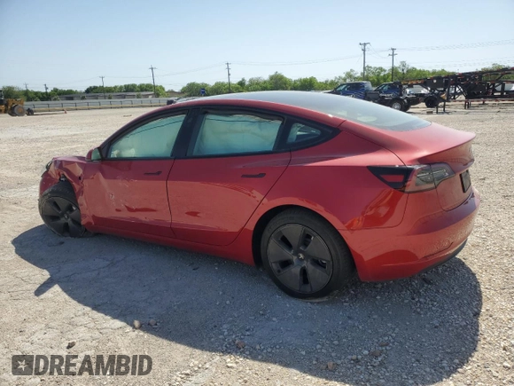 2023 Tesla Model 3 with VIN 5YJ3E1EA3PF698265, listed as a Copart auction lot 53067455 with 12,192 mi miles and Salvage title. Bid and sale history available at DreamBid. Image 2.