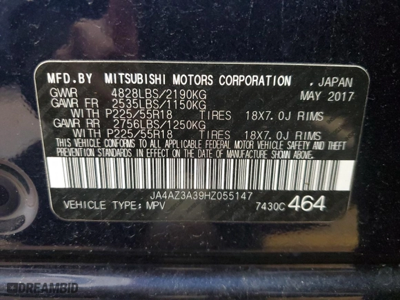 2017 Mitsubishi Outlander SE with VIN JA4AZ3A39HZ055147, listed as a Copart auction lot 47279705 with 132,447 mi miles and Salvage Title. Bid and sale history available at carsss.com. Image 13.