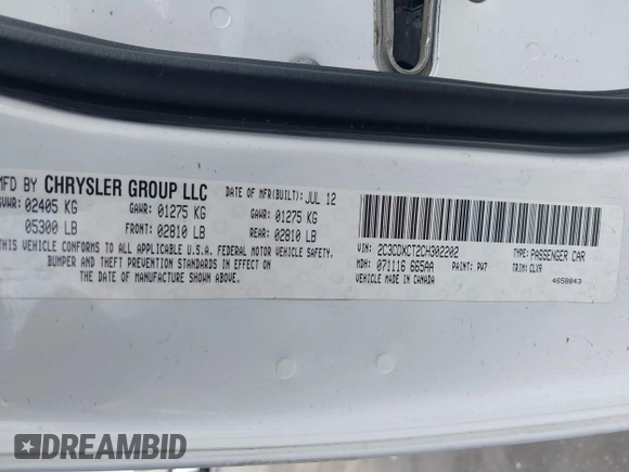 2012 Dodge Charger RT Plus with VIN 2C3CDXCT2CH302202, listed as a IAAI auction lot 41465531 with 166,705 mi miles and . Bid and sale history available at DreamBid. Image 9.