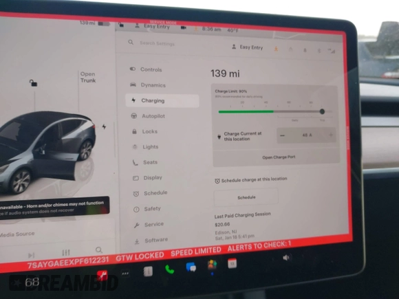2023 Tesla Model Y Long Range with VIN 7SAYGAEEXPF612231, listed as a IAAI auction lot 41758243 with 32,924 mi miles and . Bid and sale history available at DreamBid. Image 18.