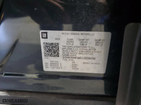 2018 Chevrolet Traverse LT Leather with VIN 1GNERHKW0JJ238056, listed as a Copart auction lot 82193744 with 145,639 mi miles and Salvage Title. Bid and sale history available at carsss.com. Image 13.