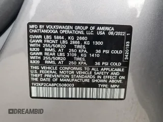 2023 Volkswagen Atlas SE с VIN 1V2KP2CA8PC508003, выставлен на аукционе Copart как лот 51321415 с пробегом 27 772 миль миль и Списание • Salvage title. История ставок и продаж доступна на DreamBid. Изображение 12.
