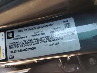 2022 Chevrolet Spark 1LT with VIN KL8CD6SA2NC010098, listed as a Copart auction lot 87966025 with 43,180 mi miles and Salvage Title. Bid and sale history available at carsss.com. Image 12.